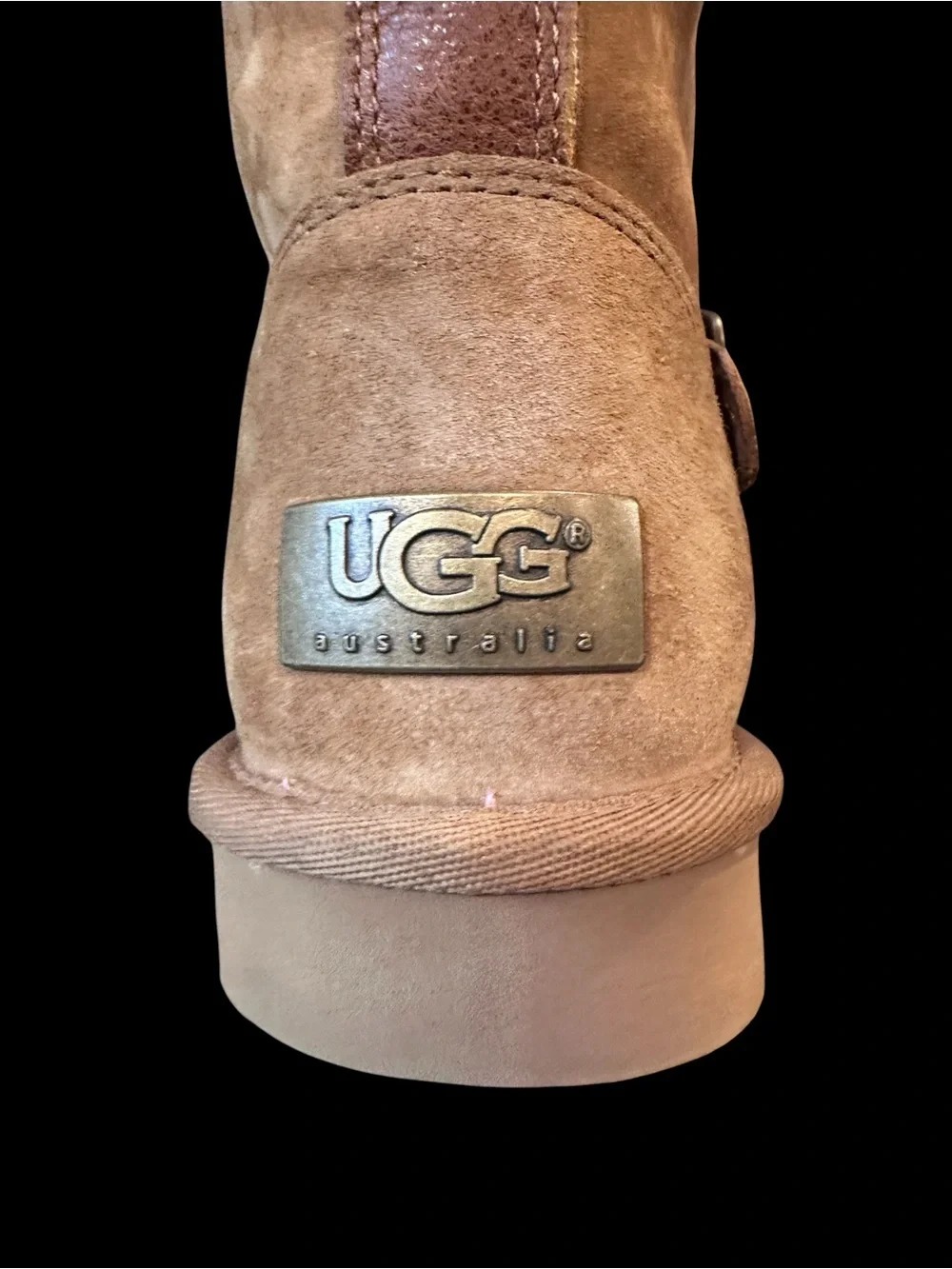 UGG Sutter Mid-Calf Boots Women’s US 6 Tan Suede Buckle Faux Shearling Lined